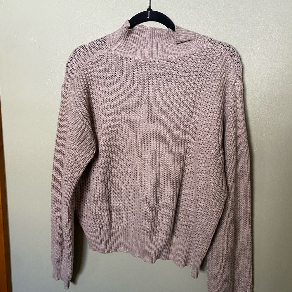 Cream Cowl Neck Sweater with Ribbed Knit Texture